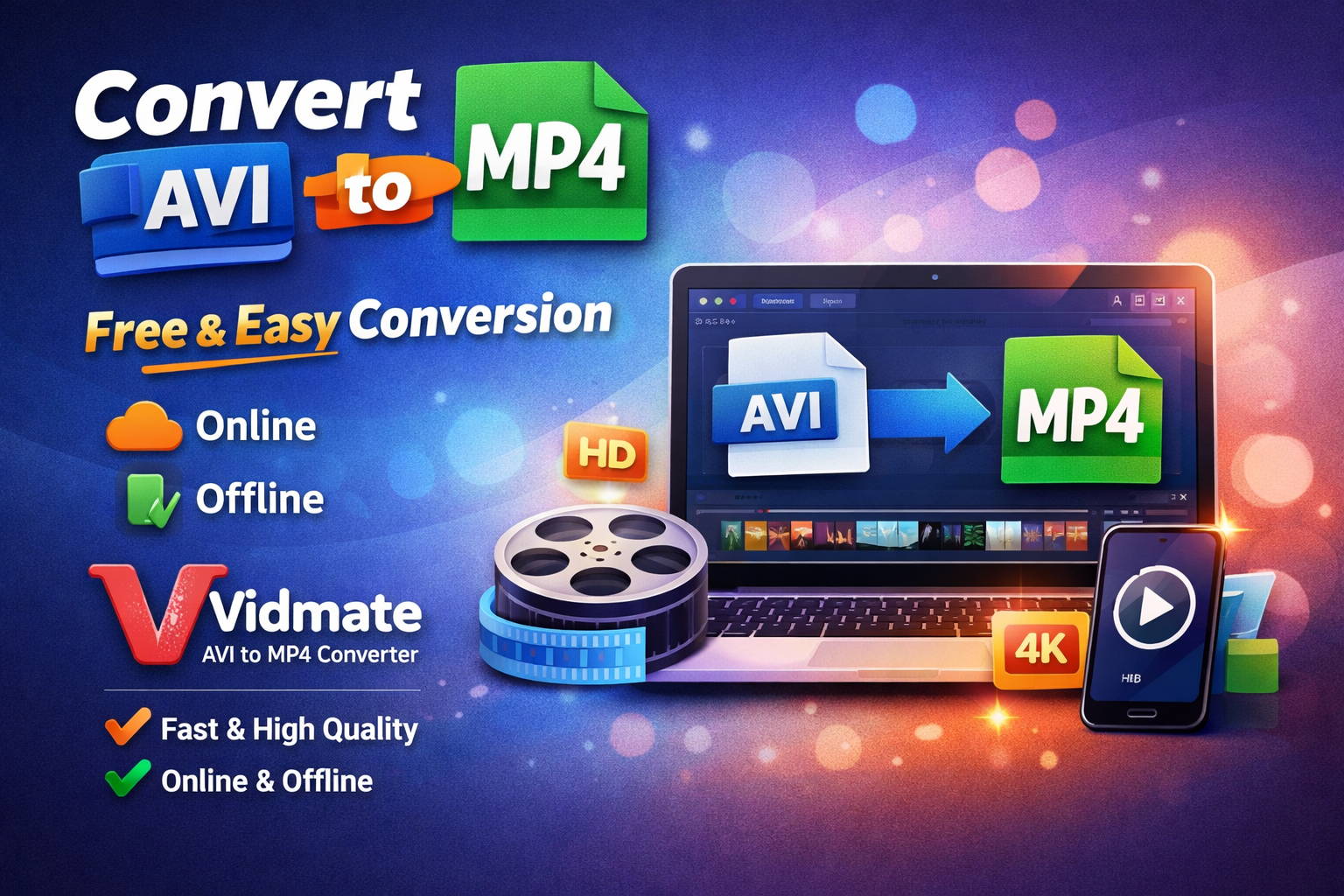 Convert AVI to MP4 Free | Vidmate AVI to MP4 Converter Online and Offline