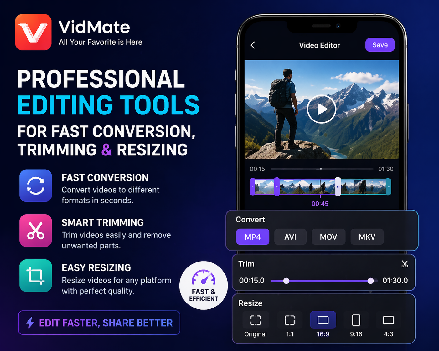 VidsSave Professional Editing Tools For Fast Conversion, Trimming & Resizing